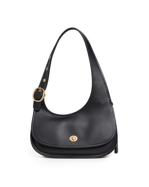 COACH The Originals Glovetanned Crescent Shoulder Bag in Black | Lyst
