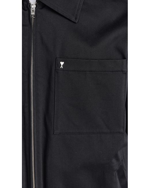 AMI Black Adc Zipped Jacket Back for men