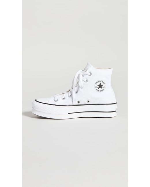 Converse Canvas Chuck Taylor All Star Lift High Top Sneakers in  White/Black/White (White) | Lyst