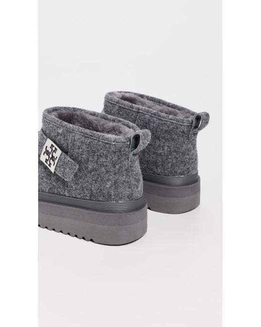 Tory Burch Gray Mellow Shearling Platform Boots