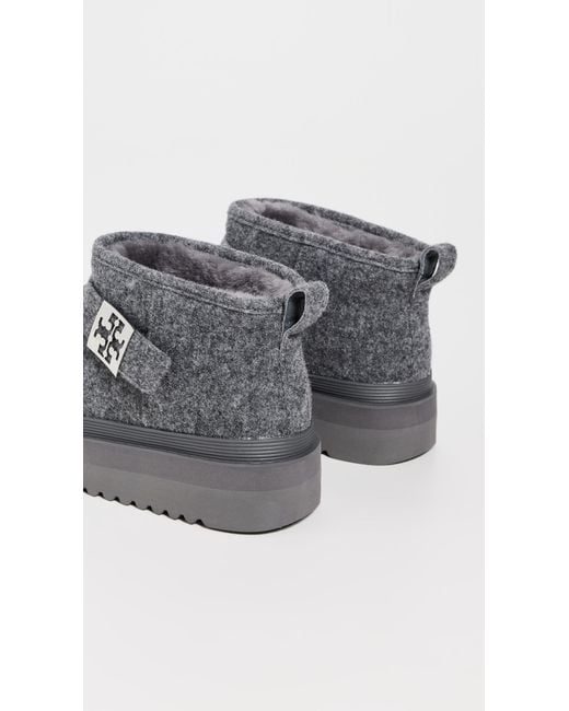 Tory Burch Gray Mellow Shearling Platform Boots