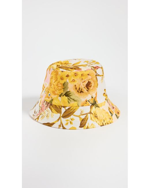 Zimmermann Yellow Printed Canvas Bucket Hat