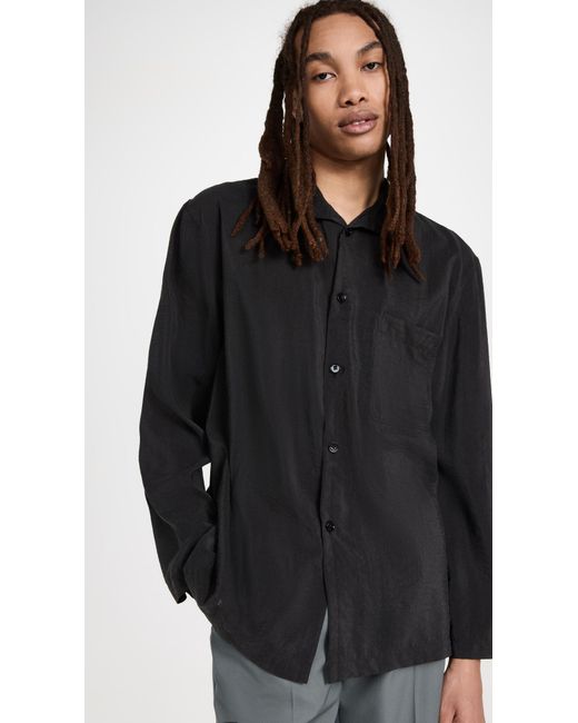 Lemaire Black Silk Stand Collar Shirt for men