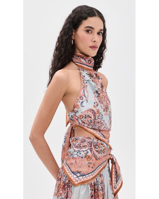 Zimmermann Red Silk Aster Scarf Bodice