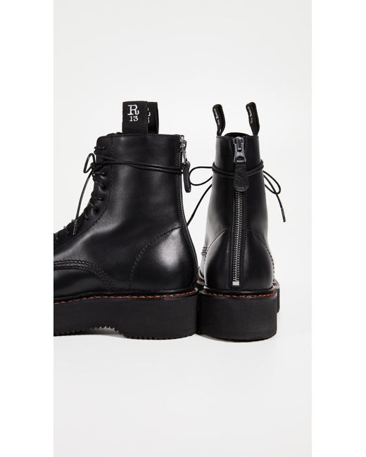 R13 Black Platform Combat Boots