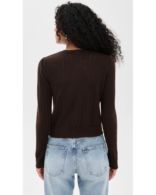 FRAME Black The Ladder Pointelle Cashmere Cardigan