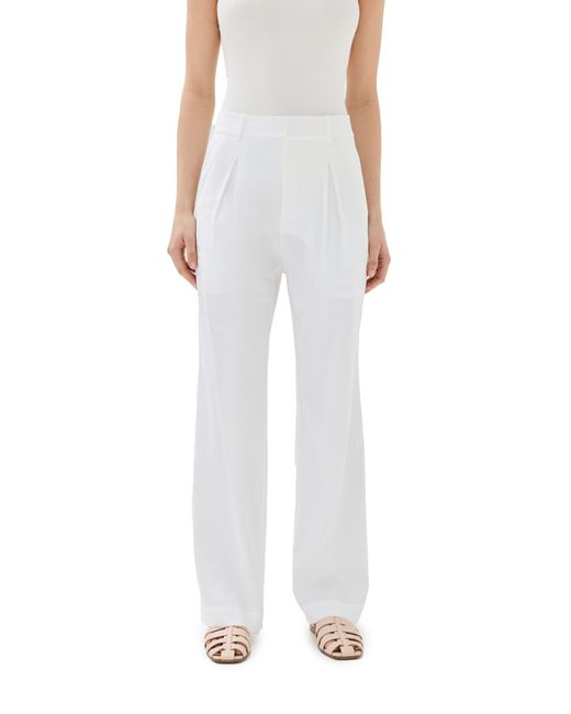 Jenni Kayne White Linen Blend Relaxed Trousers