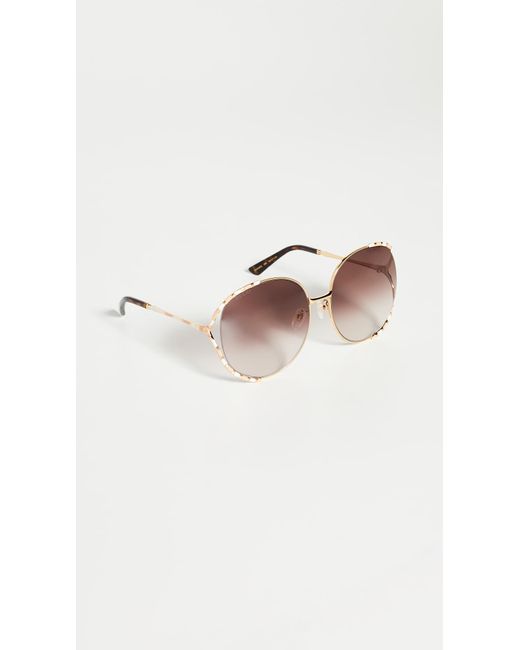 Gucci Brown Feminine Fork Round Sunglasses