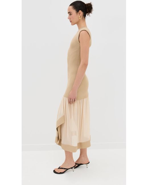 3.1 Phillip Lim Natural 3.1 Phiip I Copact Ribbed Eevee Dre With Chiffon Kirt