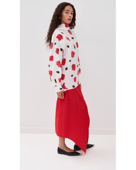 Marni Red Balloon Top With Long Raglan Sleeves