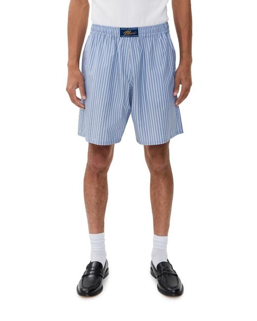 Marni Blue Striped Pull On Shorts 7.75 for men