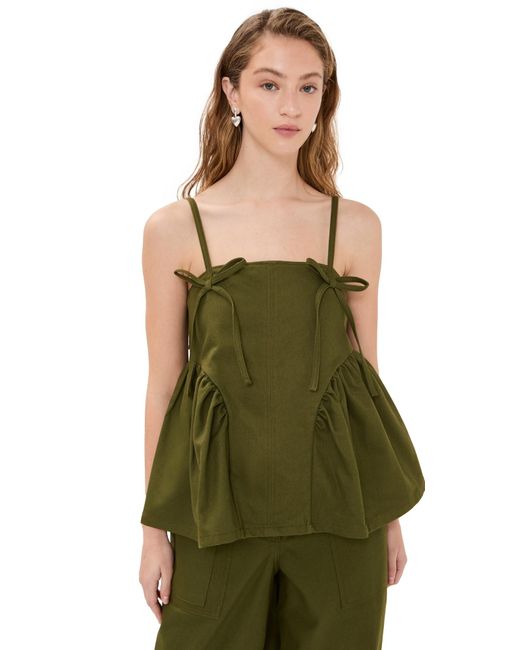 Cecilie Bahnsen Akira Denim Top in Green | Lyst