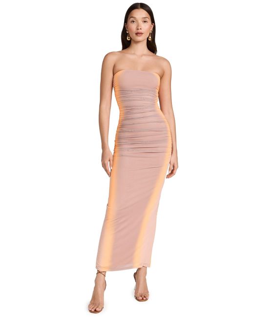AFRM Multicolor Marlo Tube Ruched Midi Dress
