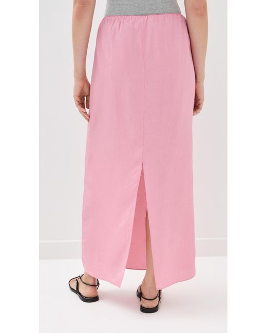 Tibi Pink Summer Acetate Crinkle Maxi Slip Skirt