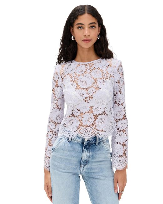 Self-Portrait White Lace Fluted Sleeve Top