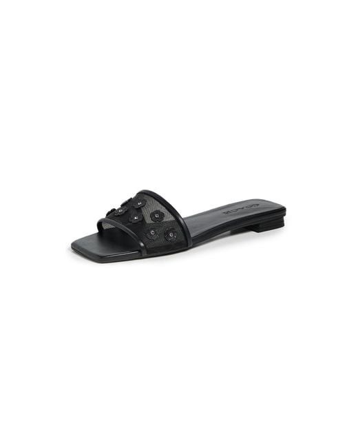 COACH Black Tea Rose Flat Sandals