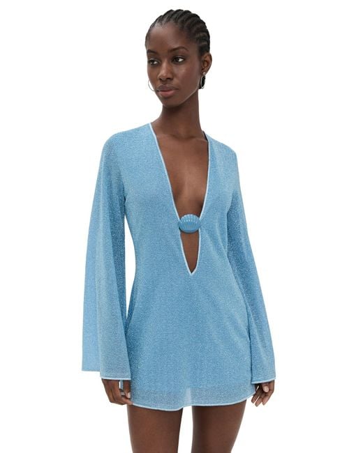 Oseree Blue Lumiere Shell Kaftan Dress