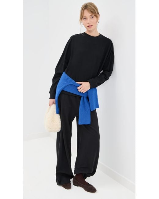 Tibi Black Lightweight Crewneck Sweatshirt
