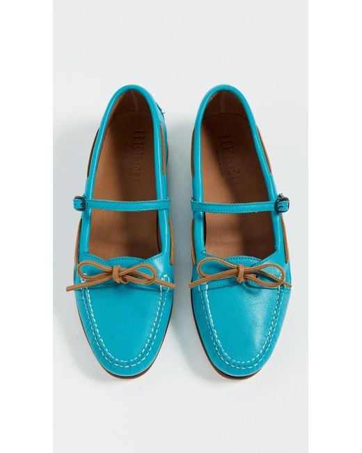 Hereu Blue Lorea Supple Shiny Flats
