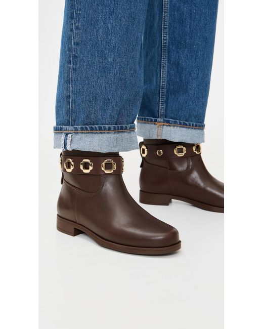 Larroude Brown Milan Flat Booties