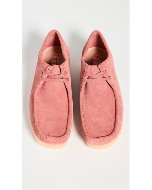 Clarks Pink Wallabee Shoes for men