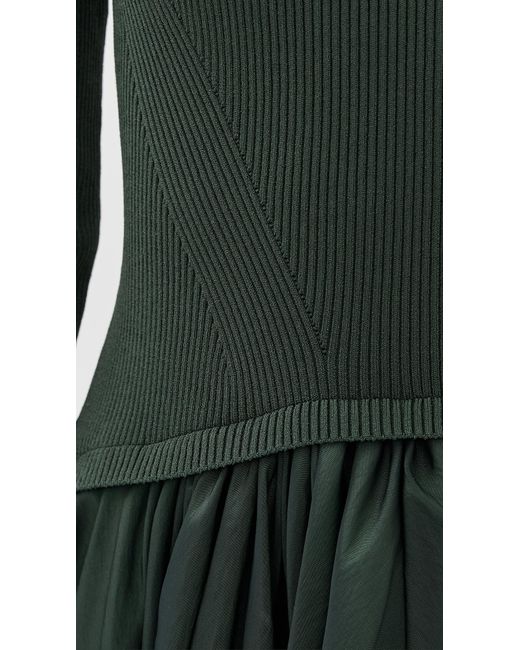 Jonathan Simkhai Green Kenlie Mock Neck Midi Dress