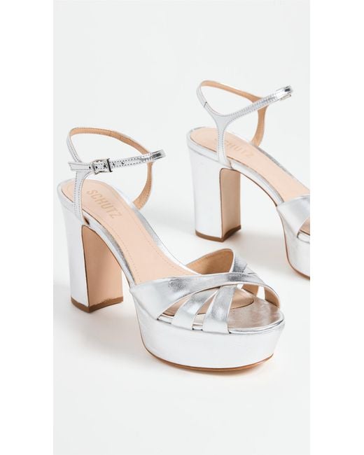 SCHUTZ SHOES White Keefa Platform Sandals