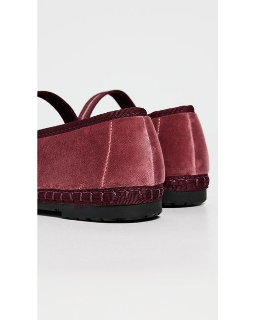 Flabelus Red Pierre Velvet Mary Jane Flats