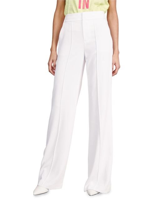Alice + Olivia White Dylan High Waisted Leg Pants