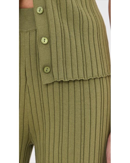 Le Bos Green Ribbed Flare Pants