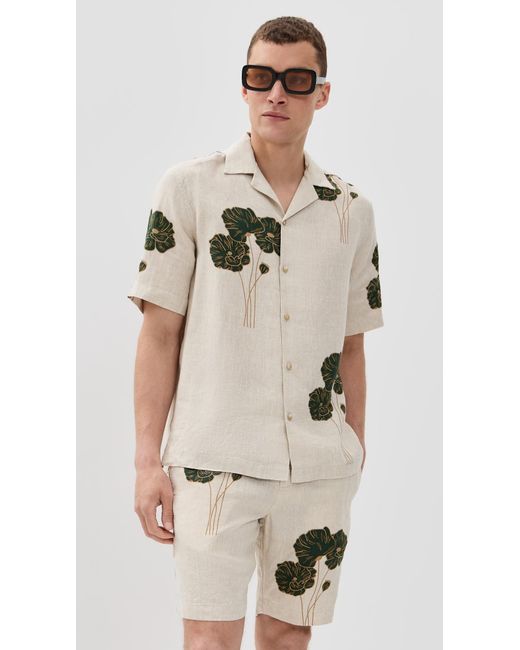 Frescobol Carioca Natural Roberto Linen Short Sleeve Shirt for men