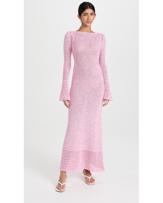 Significant Other Pink Una Bell Sleeve Maxi Dress