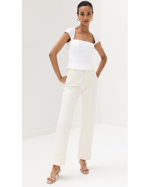 Reformation White Abby High Rise Straight Jeans