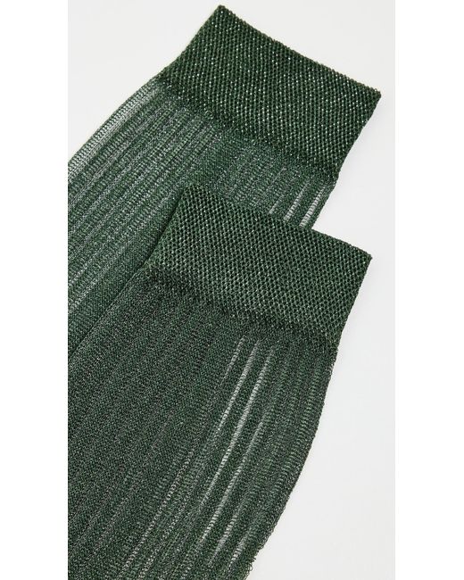 Stems Green Fine Ribbed Metallic Crew Socks