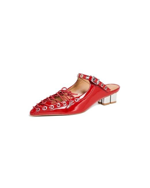 【関税＆送料込み】Ganni Mules With Laces Tawny Port Brown Lace-Up Oleatex Mules | GANNI US