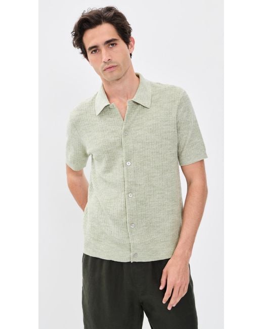 NN07 Green Nolan Button Down Polo Sweater for men