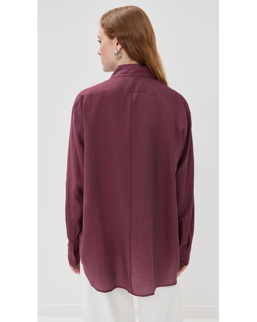 Tibi Purple Silk Voile Easy Tuxedo Shirt