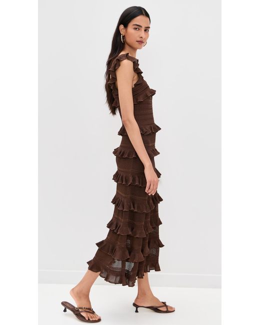 Zimmermann Brown Lace Frill Midi Dress