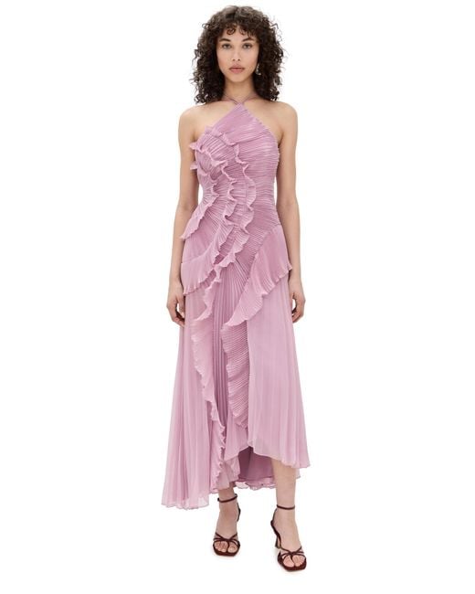 slim fit dress slacks Amur Lorelie Halter Gown in Mauve main image 0