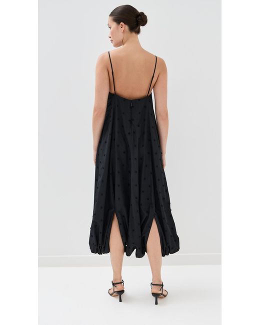 Tibi Black Tech Swiss Dot Square Neck Cami Dress