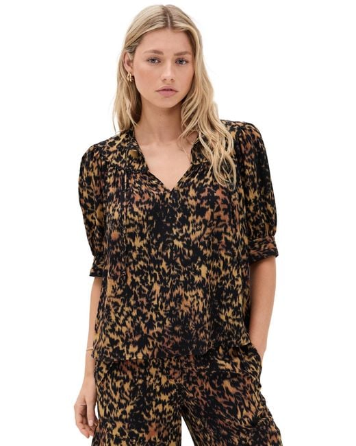 Ulla Johnson Black Blaire Short Sleeve Blouse
