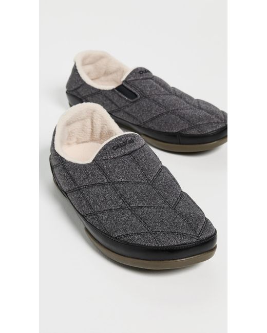 Olukai Black Puku'I Slippers for men