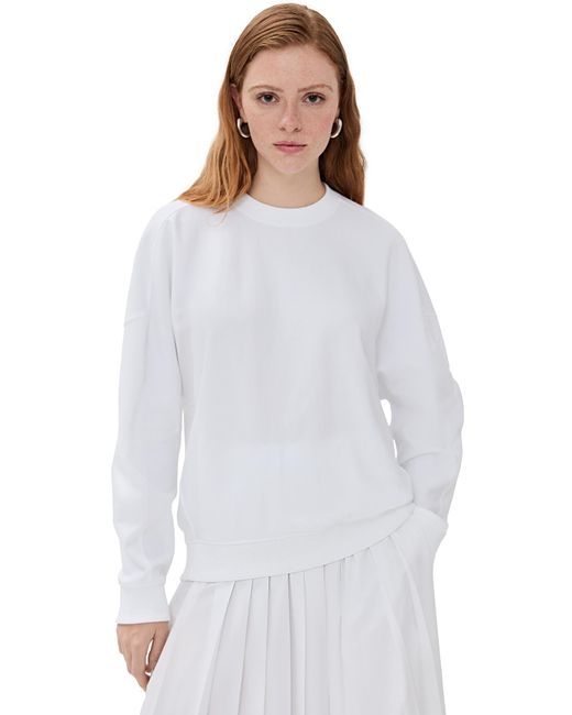 Tibi White Lightweight Crew Neck Sweatshirt