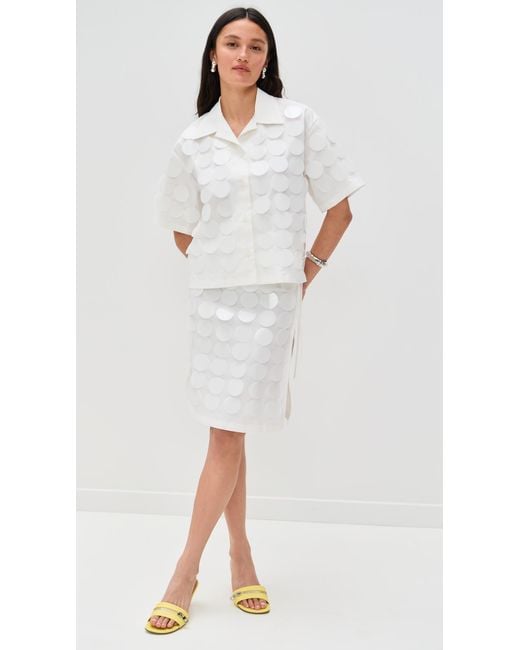 MSGM White Paillettes Skirt