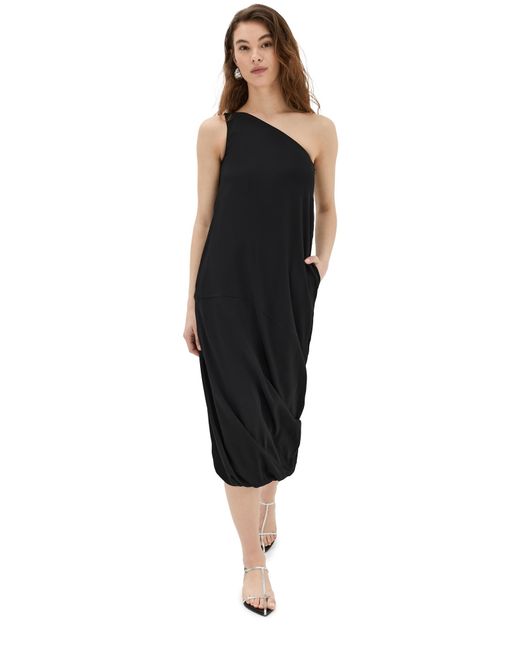 Another Tomorrow Black One Shoulder Bubble Sheath Dress