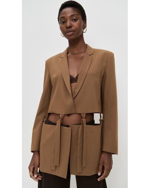 MEIMEIJ Brown Cutout Blazer