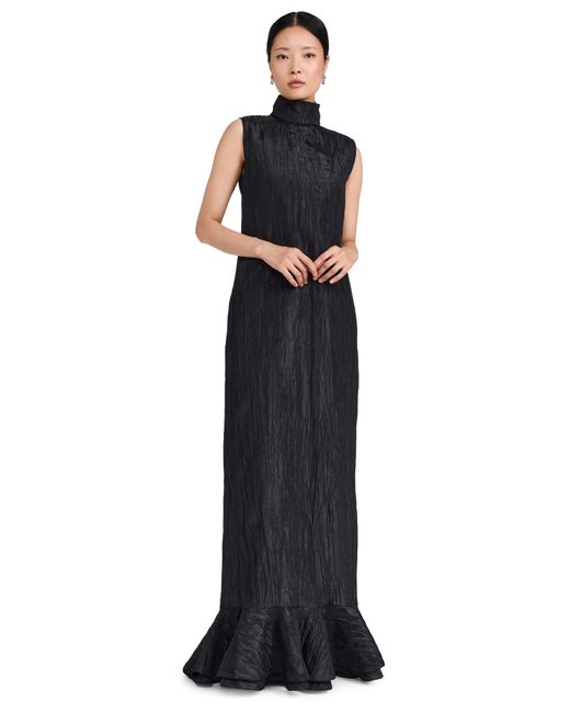 Dur Doux Black Crinkle Taffeta Gown