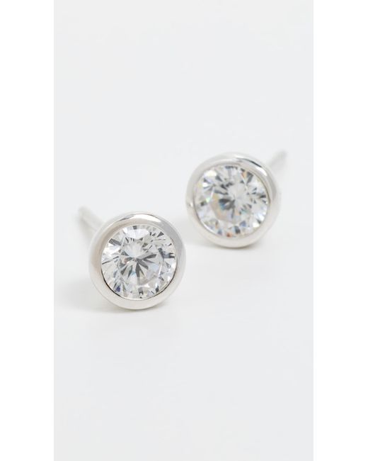Shashi White Solitaire Bezel Stud Earrings