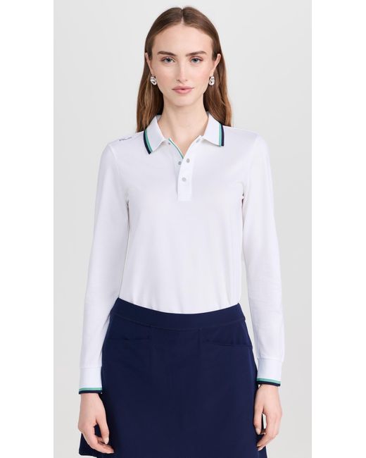 Ralph Lauren White Long Sleeve Tour Pique Val Polo