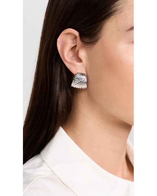 Missoma White Wavy Ridge Ripple Oversized Stud Earrings